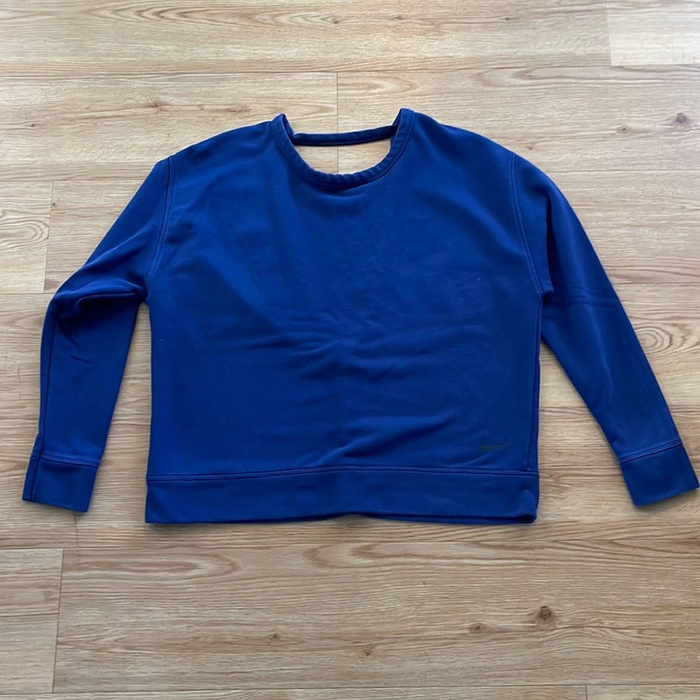 Nike Womens Open Back Swestshirt Blue Medium Athleisure Sporty Workout Comfort
